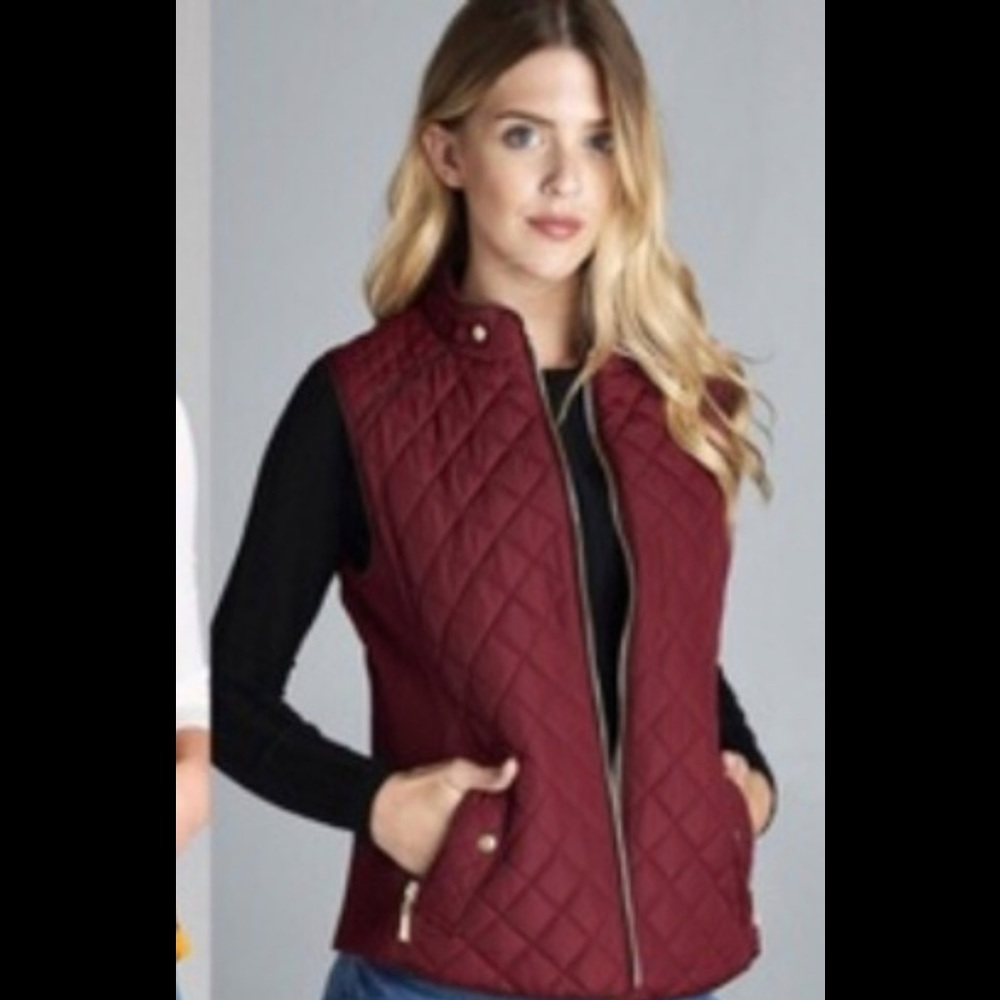 NEW!! Quilted Vest- Burgundy